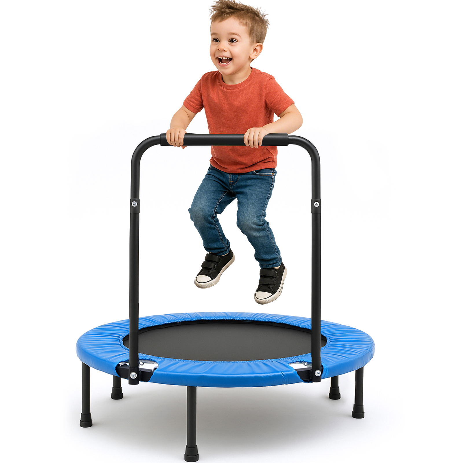 thumbnail video image 2 of ALPULON 3FT Trampoline for Kids, Foldable Trampoline Indoor/Outdoor, Easy Storage, for Playtime or Birthday Gifts, 2 of 9