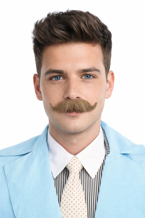 thumbnail video image 2 of HPO Adult Men's Fake Human Hair Western Doc Mustache | Novelty False Facial Hair | Synthetic Fiber, 2 of 8