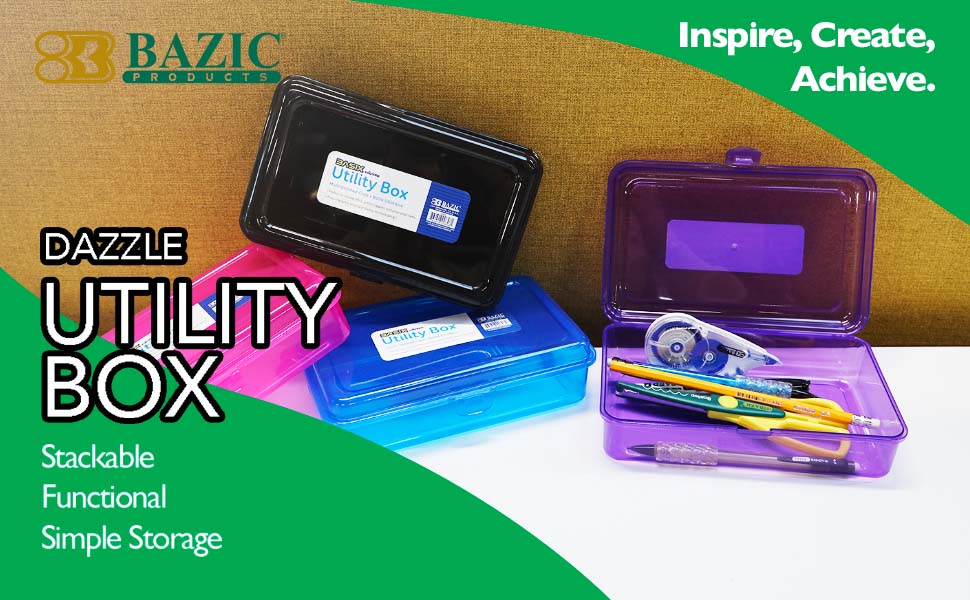 thumbnail video image 2 of BAZIC Plastic Pencil Case Utility Storage Box, Assorted Color, 4-Pack, 2 of 6