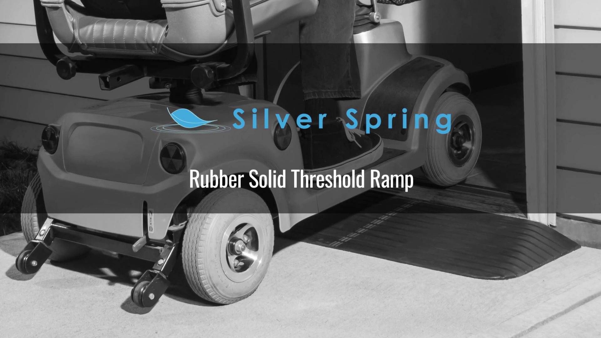 thumbnail video image 2 of Silver Spring Solid Rubber Threshold Ramp for Wheelchairs, Scooters, 2.5" Rise, Black, 2 of 6