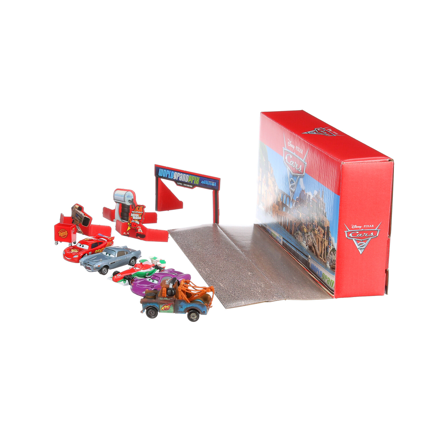 Mattel Disney Pixar Cars 2 Vehículos Colección de 5 vehículos, juego de 5  autos coleccionables de personajes y carrito de herramientas inspirado en  el