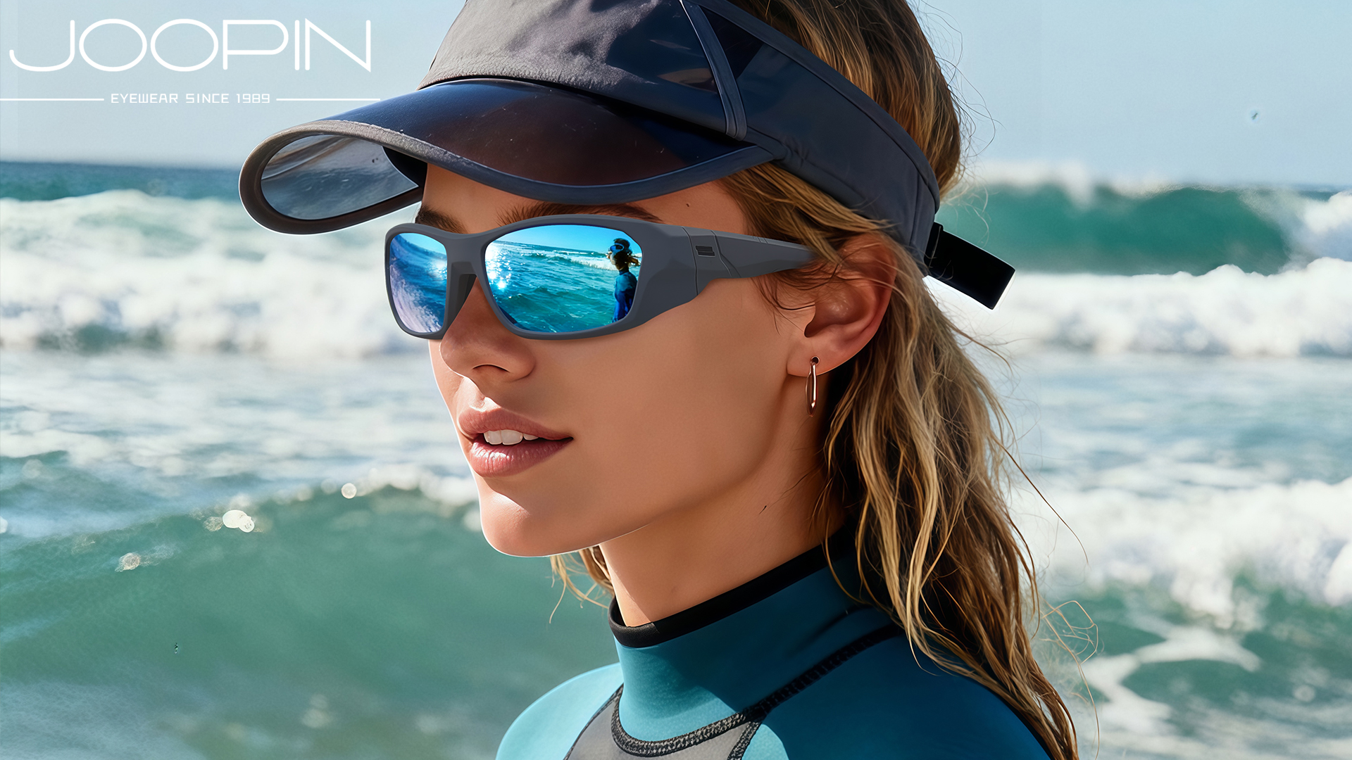 thumbnail video image 2 of Joopin Wrap Around Sunglasses Men Women Polarized UV400 Square Fashion Sports Sun Glasses(Blue), 2 of 8