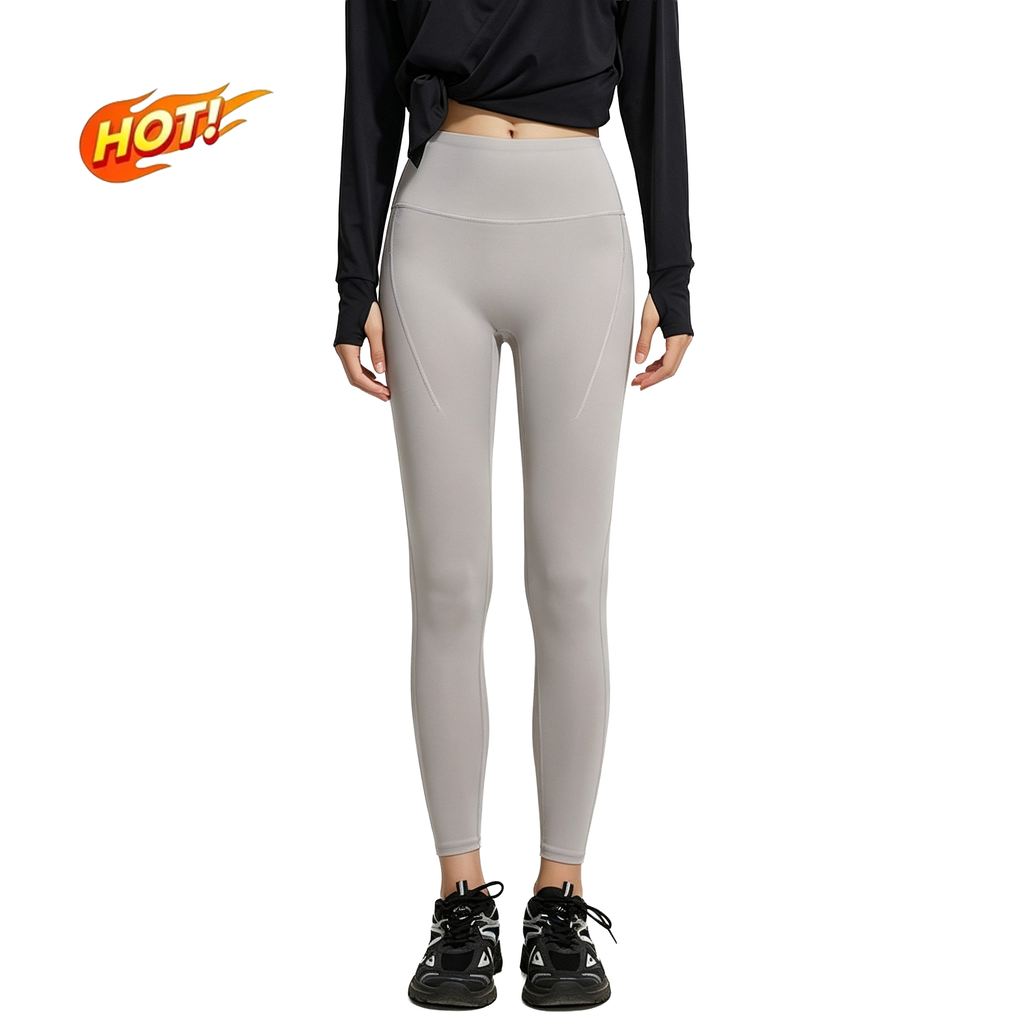 thumbnail video image 2 of GIRLQUEEN Women High‑Waist Lightweight Yoga Leggings, Tummy Control Butt‑Lifting Workout Pants with Side Pockets, 2 of 10