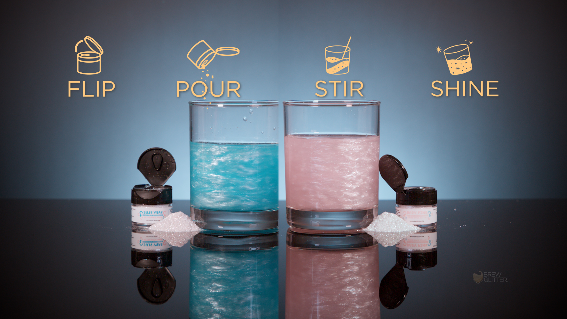 thumbnail video image 2 of Brew Glitter - Baby Pink Color Changing Gender Reveal Edible Drink Glitter, 4g, 1x Mini Spray Pump, 2 of 11