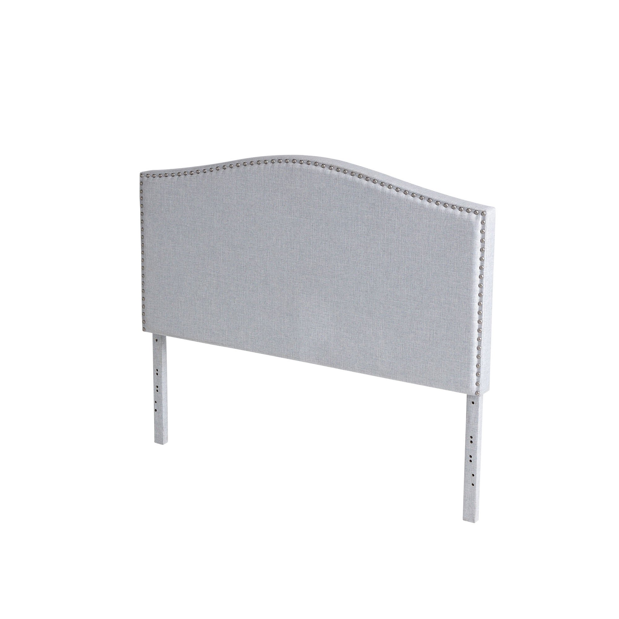 My Texas House Kennedy Curved Upholstered Headboard, King, Light 