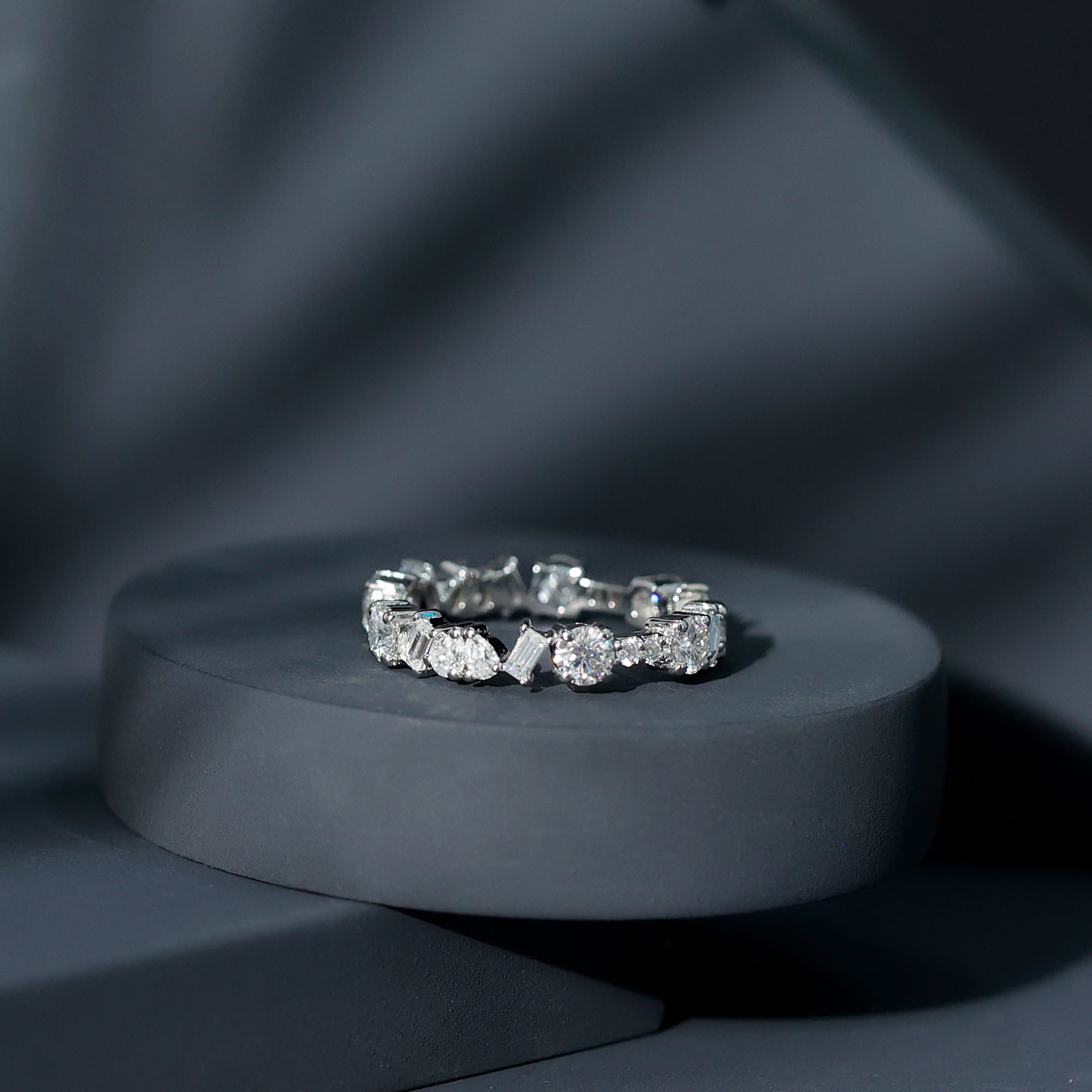 thumbnail video image 2 of Rosec Jewels Certified Moissanite Eternity Ring for Women - Designer Wedding Ring - D-VS1 Quality - With Jewelry Box, 10K Yellow Gold, US 6.00, 2 of 9