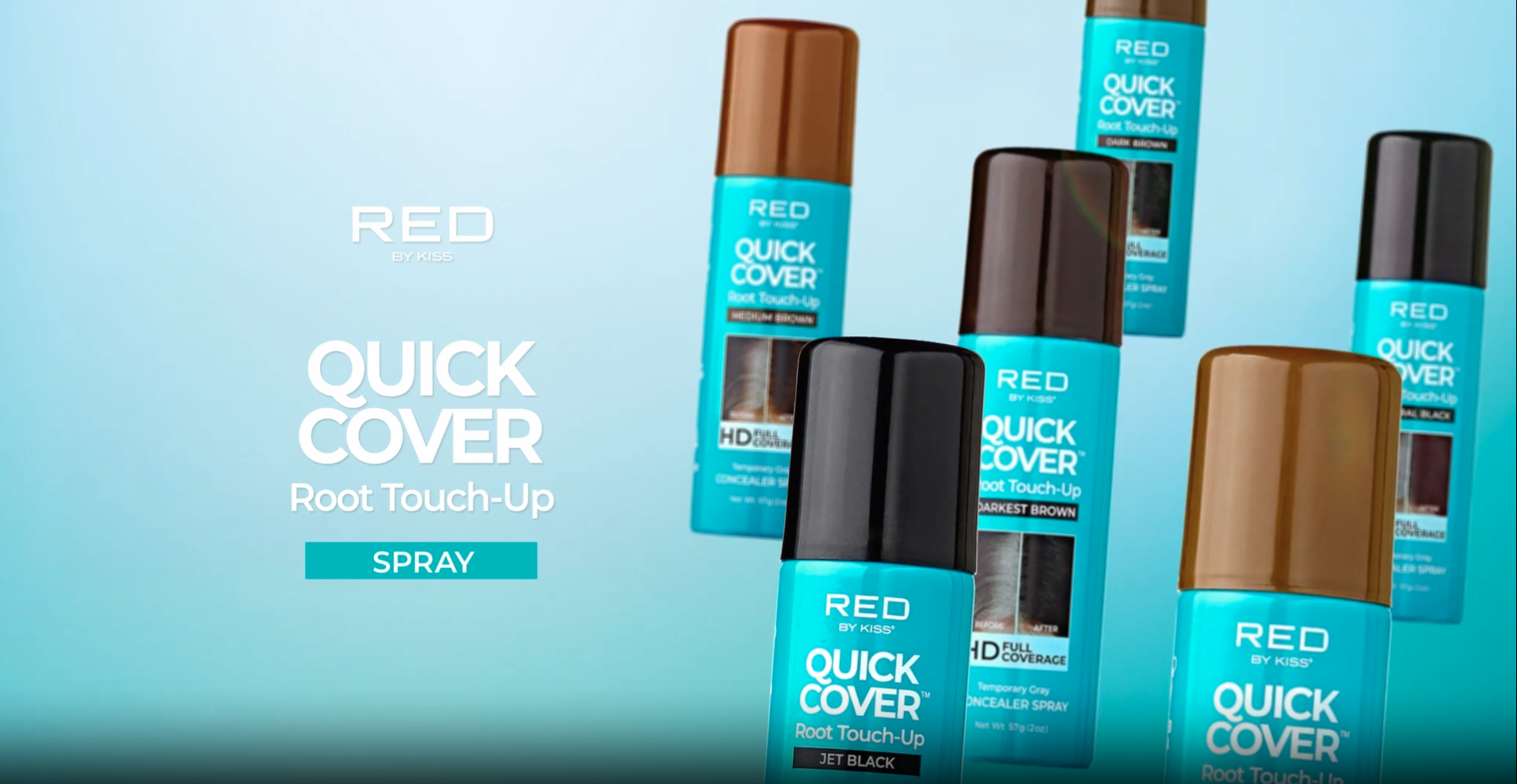 thumbnail video image 2 of Red by Kiss Quick Cover Root Touch-Up Spray, Waterproof & Smudge-Proof Gray Coverage, Quick-Dry Formula with Jojoba Oil, Lightweight & Travel-Friendly (Jet Black, 2oz), 2 of 9