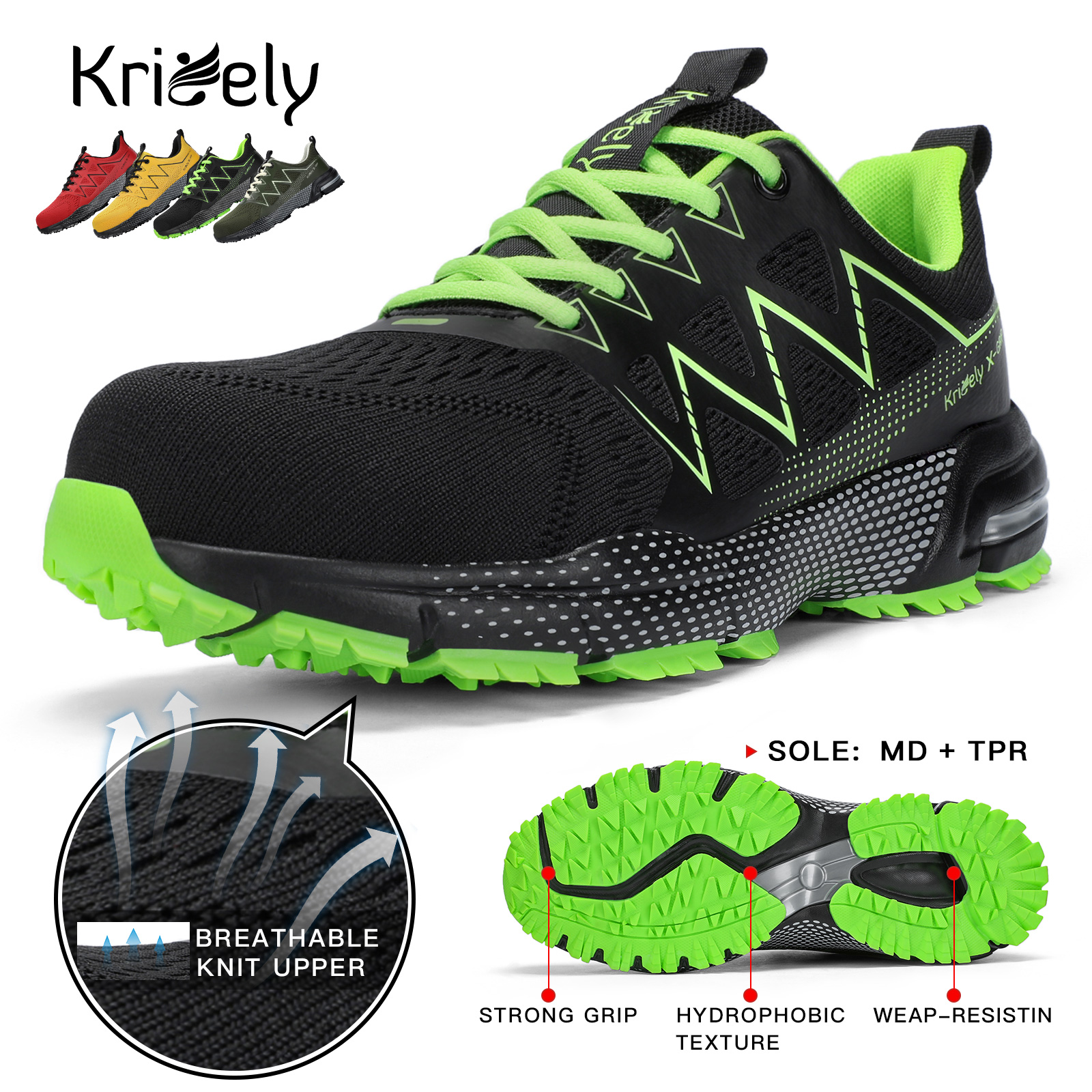 thumbnail video image 2 of Kricely Men's Trail Running Shoes Tennis Shoe walking, 2 of 6