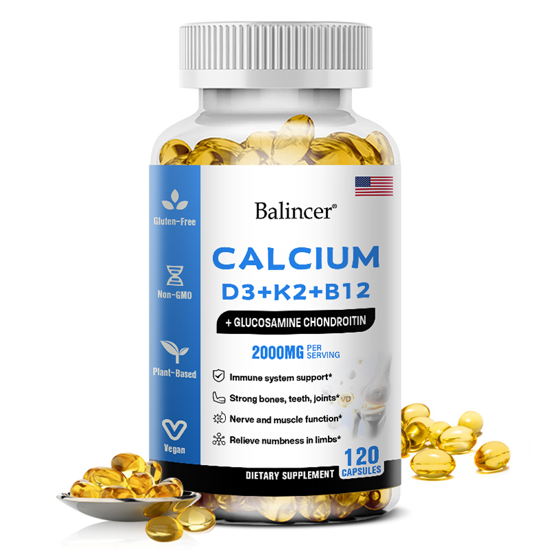 thumbnail video image 2 of Balincer Calcium & Vitamin D3 Supplement, with Calcium D3+K2+B12, Support Immune Health, 120 Capsules, 2 of 10