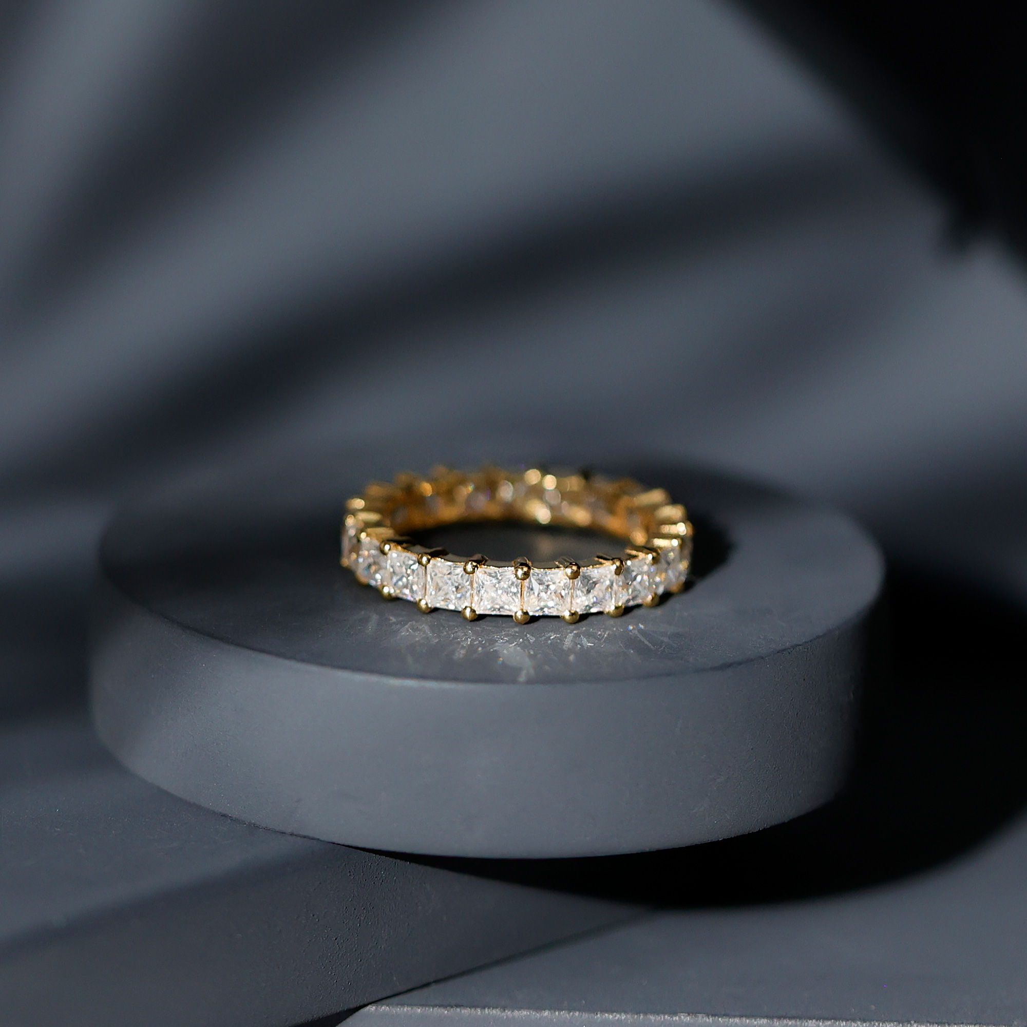 thumbnail video image 2 of Rosec Jewels Lab Created Diamond Wedding Ring - Princess Cut Eternity Band - EF-VS Grade (Ready to Gift), 925 Sterling Silver, US 4.00, 2 of 8