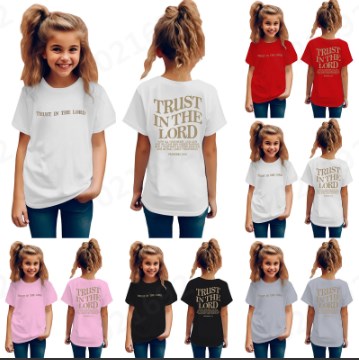 thumbnail video image 2 of TSADFHJI Girls Tops Size 14-16 Partygirls Tops Size 8-10 Trendy Summer Kids Girl's Graphic Letter Print Tee Shirt Round Neck Short Sleeve T Shirts Summer Cute Trendy Tops, 2 of 4