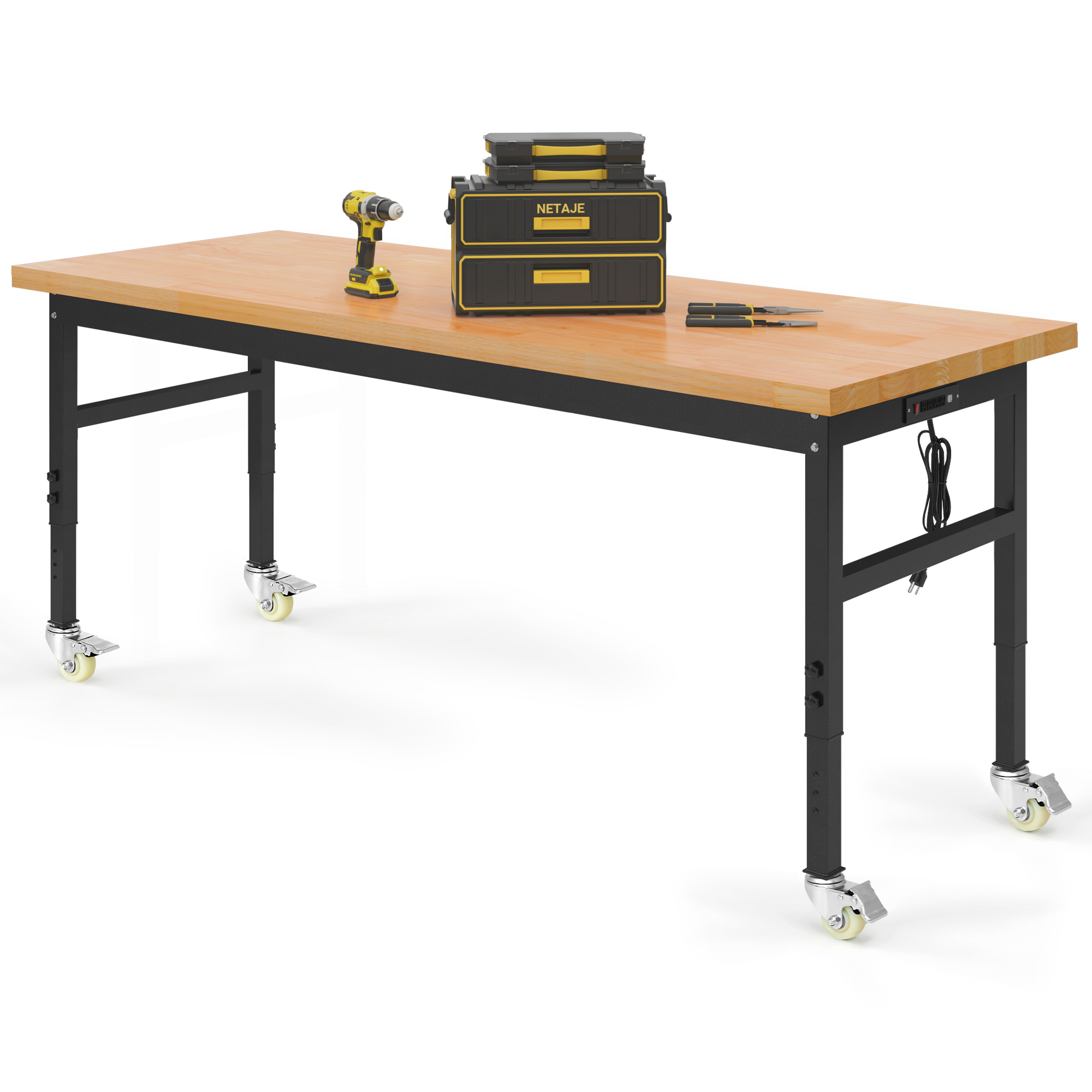 thumbnail video image 2 of NETAJE 48" Heavy-Duty Adjustable Work Table 2000 lb Load Capacity w/ Foot Pads, Partition for Garage, Workshop, Office, Home, Workstation, 2 of 8