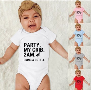 thumbnail video image 2 of MJTBGFSWG Baby Clothes for Girls Boys Girls Short Sleeve Letter Print Romper Bodysuit for Children Clothes 282 Size 9-12 Months, 2 of 4