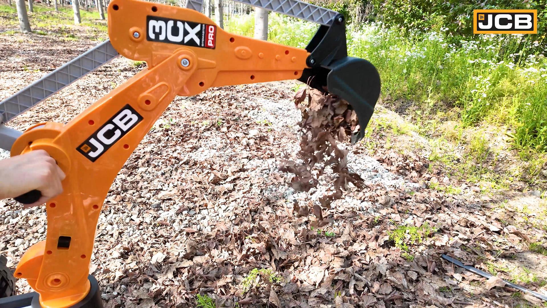 thumbnail video image 2 of 24V Kids Ride on Excavator Digger Toy Cars, JCB Powered Ride on Backhoe Construction Toy with Bluetooth, Electric Tractor Car with Remote Control, Adjustable Front and Back Loader for 3-6 Boys Girls, 2 of 10