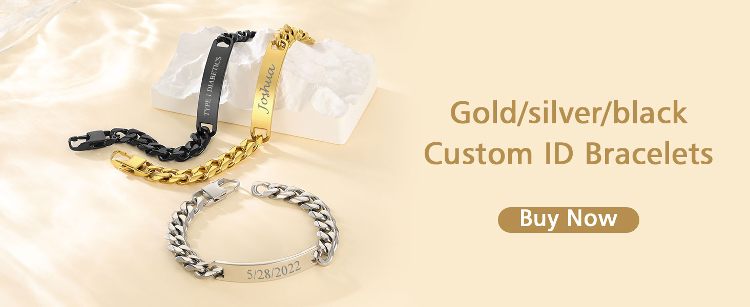 thumbnail video image 2 of FindChic ID Bracelets for Women 14K Gold Plated Stainless Steel Blank Bar Bracelet Cuban Link Chain Bangle Birthday Mothers Day Jewelry Gifts Her Mom Wife Adults Ideas, 7inch, 2 of 11