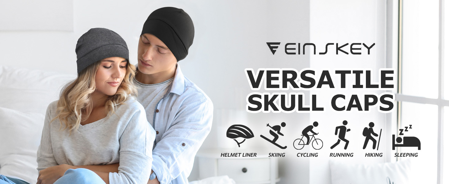 thumbnail video image 2 of EINSKEY Cotton Skull Cap 4pcs Thin Cancer Chemo Hat Beanies for Men Women 2 Blue,Black,Grey, 2 of 8
