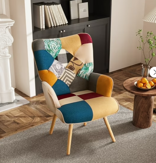 thumbnail video image 2 of TEWLOSS Patchwork Accent Chairs Set of 2 Living Room Chairs, Gray, 2 of 9