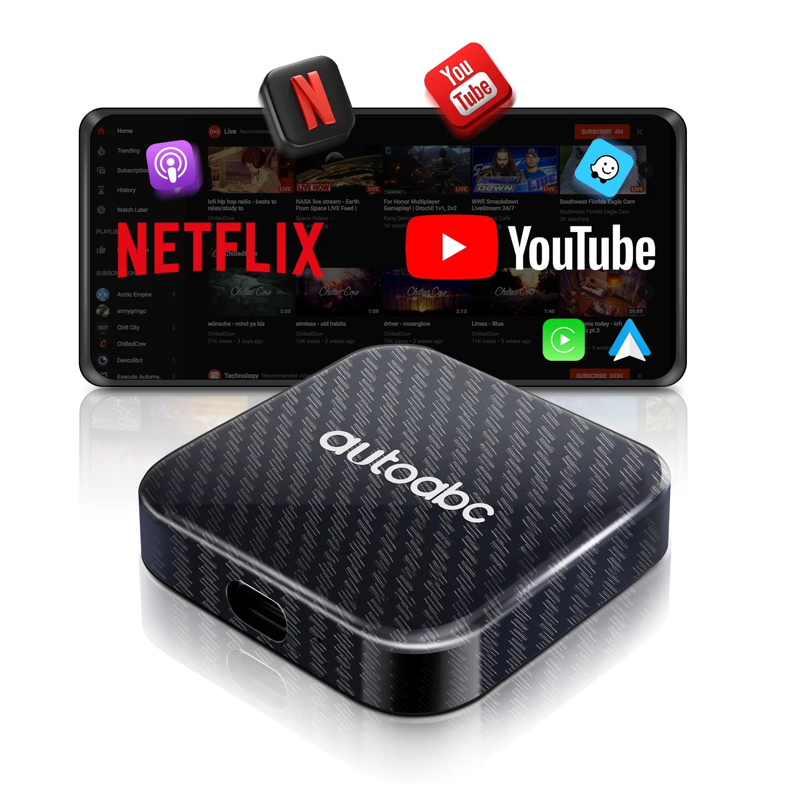 thumbnail video image 2 of Wireless AI Box for CarPlay & Android Auto - 5.8GHz WiFi, Plug & Play, 2 of 8