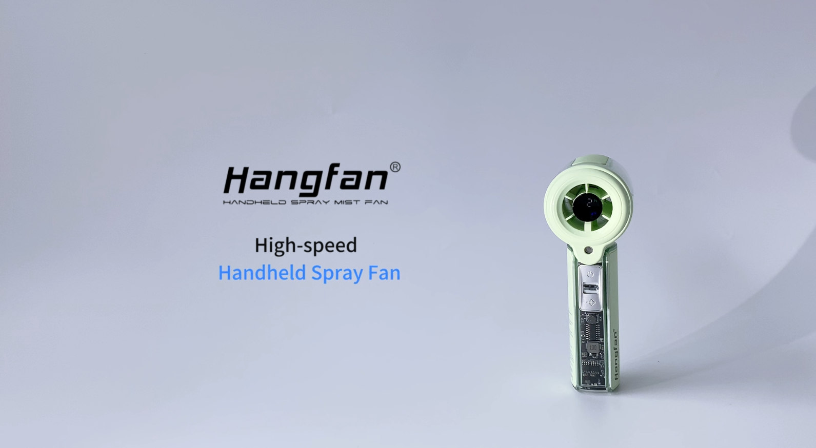 thumbnail video image 2 of Hangfan portable spray handheld fan [19H maximum cooling time], 3000mAh USB rechargeable spray fan, 100 gear adjustable, mini fan, suitable for travel/shopping/makeup - summer female gift-Green, 2 of 8