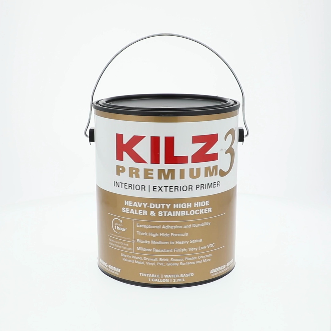KILZ 3 Premium Water-Based Primer, Interior and Exterior, Stain