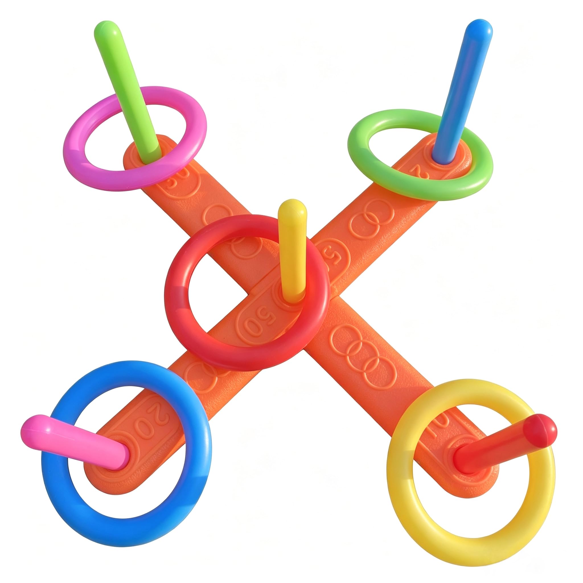 Ring Toss Game Set with 5 Rods and 5 Rings for Indoor Outdoor Family ...
