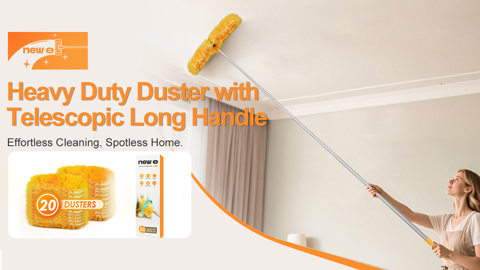 thumbnail video image 2 of NEWE Dusters for Cleaning with 20 Refills for Swiffer (Yellow), 2 of 8