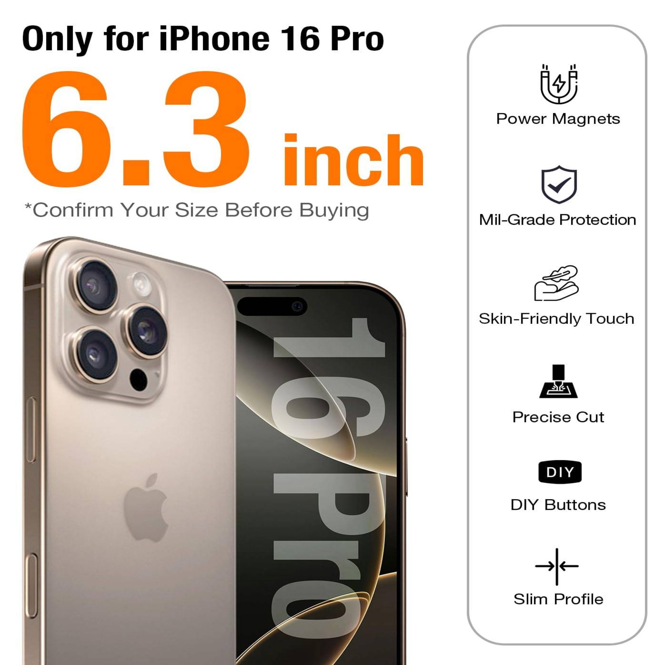 thumbnail video image 2 of TORRAS Guardian Mag for iPhone 16 Pro Case, Shockproof,Military Grade Drop Protection, Compatible with MagSafe, Translucent Matte Slim Case ,6.3″,Black, 2 of 10