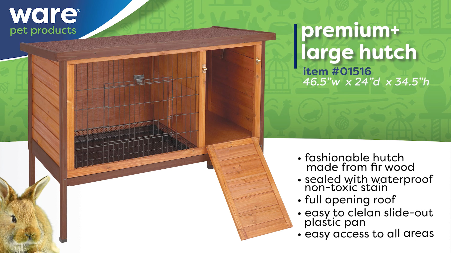 thumbnail video image 2 of Large Premium Plus Rabbit Hutch, 2 of 6