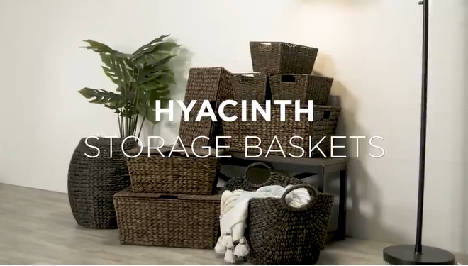 thumbnail video image 2 of Best Choice Products Set of 3 X-Large, Large, & Medium Woven Storage Baskets W/Lids, Hyacinth Organizer Bins - Brown, 2 of 9