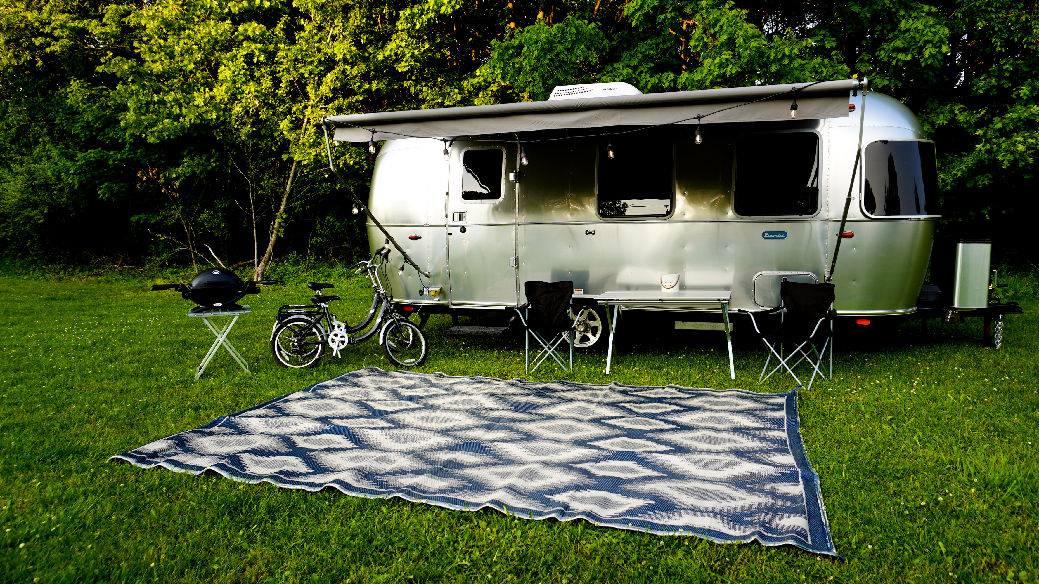 Auto Drive, RV Patio Mat, 9x12 Lighted Blue Reversible Outdoor