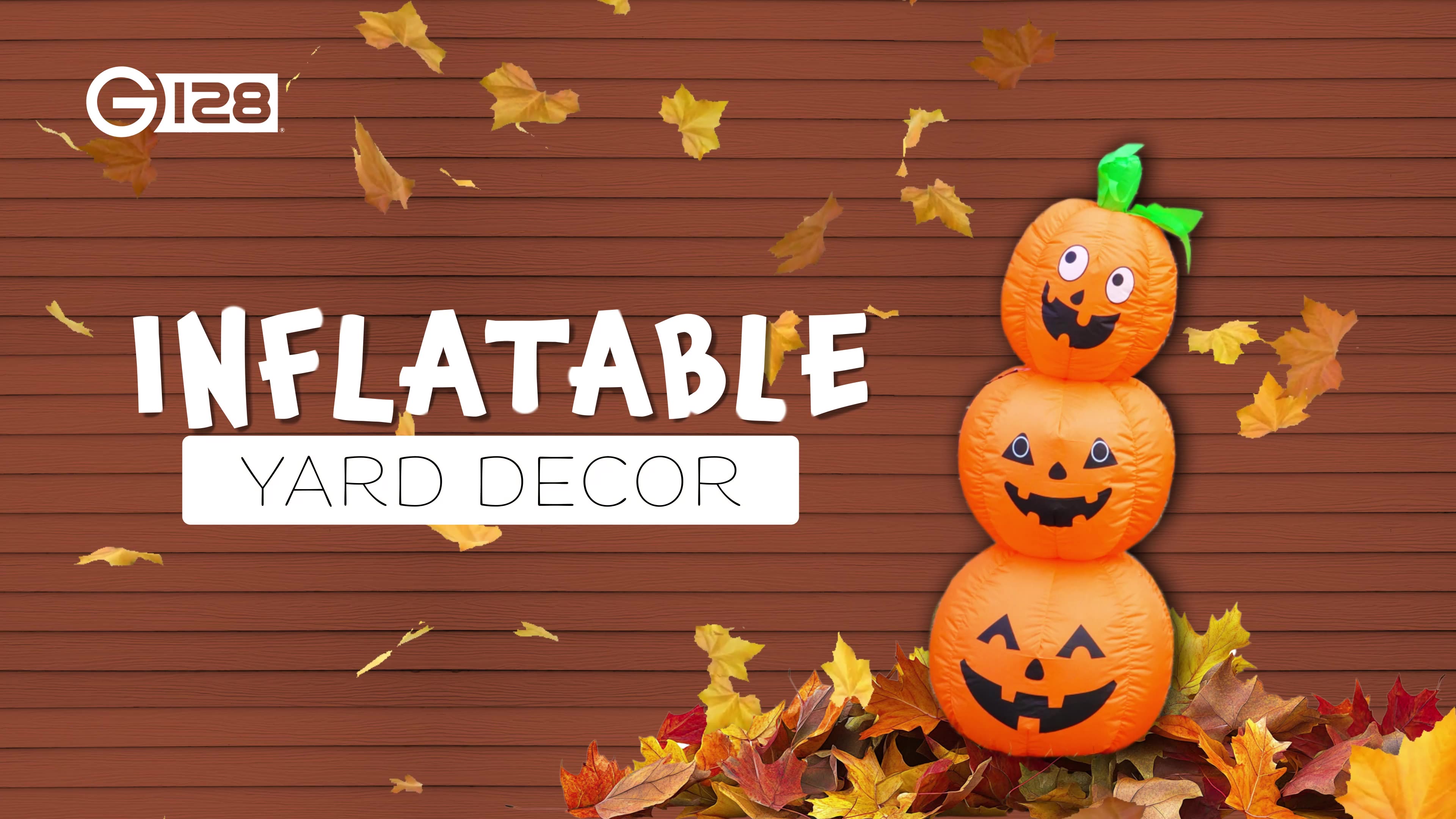 thumbnail video image 2 of G128 4ft Halloween Pumpkin Inflatable with LED Lights Outdoor Yard Decoration Fast Inflate, 2 of 9