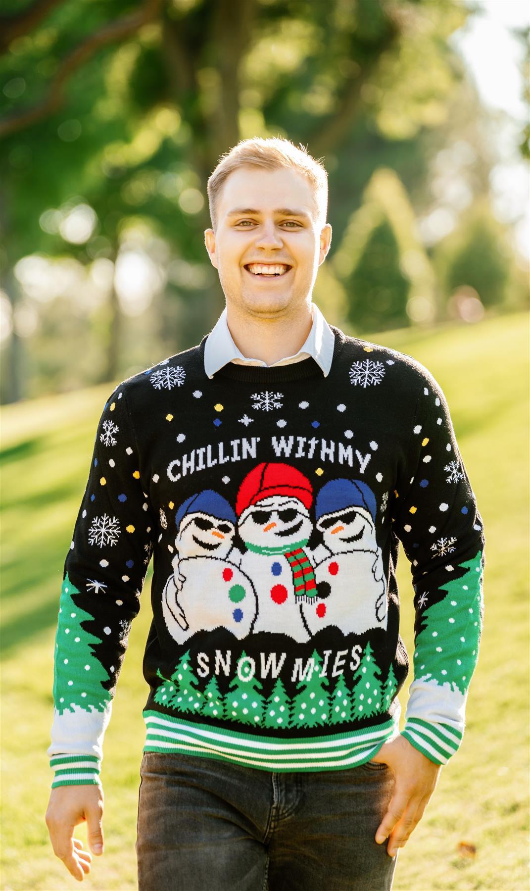 thumbnail video image 2 of Socal Look Men's Ugly Christmas Sweater, Long Sleeve Crew Neck Acrylic Pullover, 2XL, 2 of 10