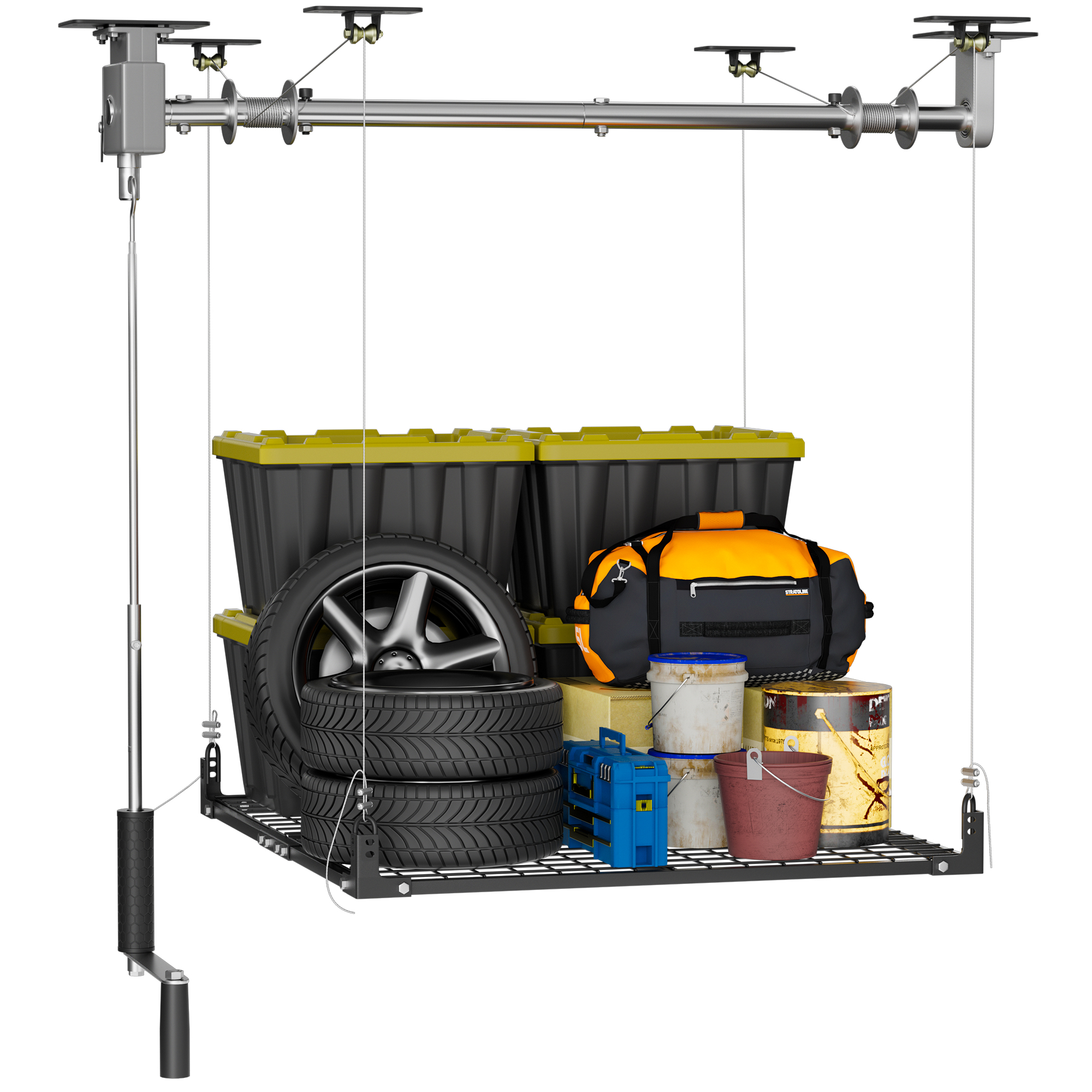 Fixation Rack GIOTORENT Overhead Garage Storage Lift, 4' x 4' Heavy Duty Ceiling ...