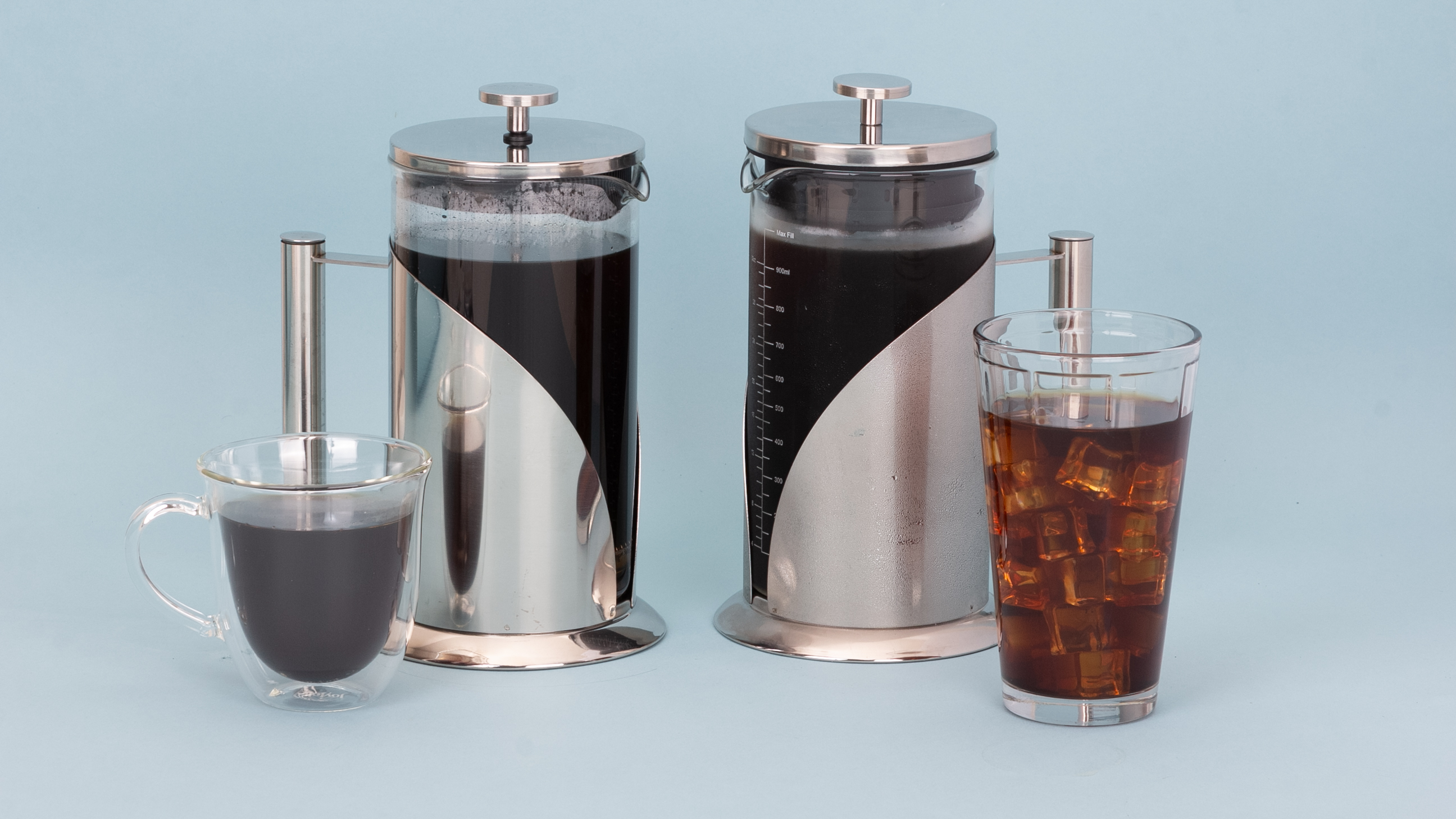 thumbnail video image 2 of Cafe Du Chateau Stainless Steel French Press Coffee Maker, 34 oz Manual Coffee &Tea Brewer, 2 of 10
