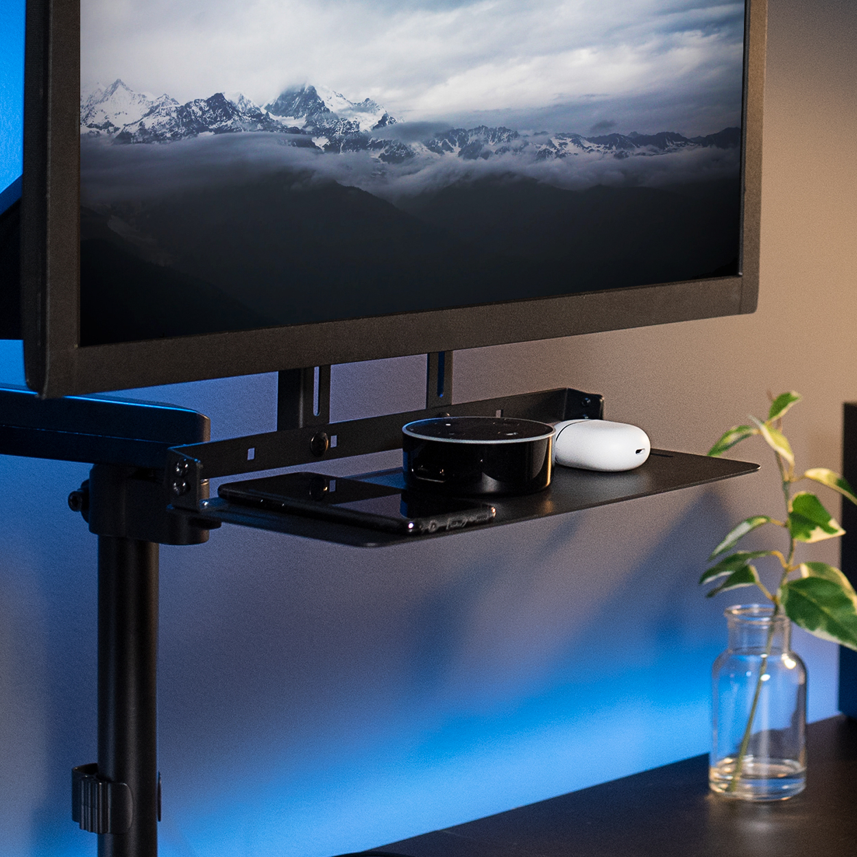 thumbnail video image 2 of VIVO Over/Under VESA Monitor Shelf, Holds Speaker, Streaming Devices, & More, 2 of 9