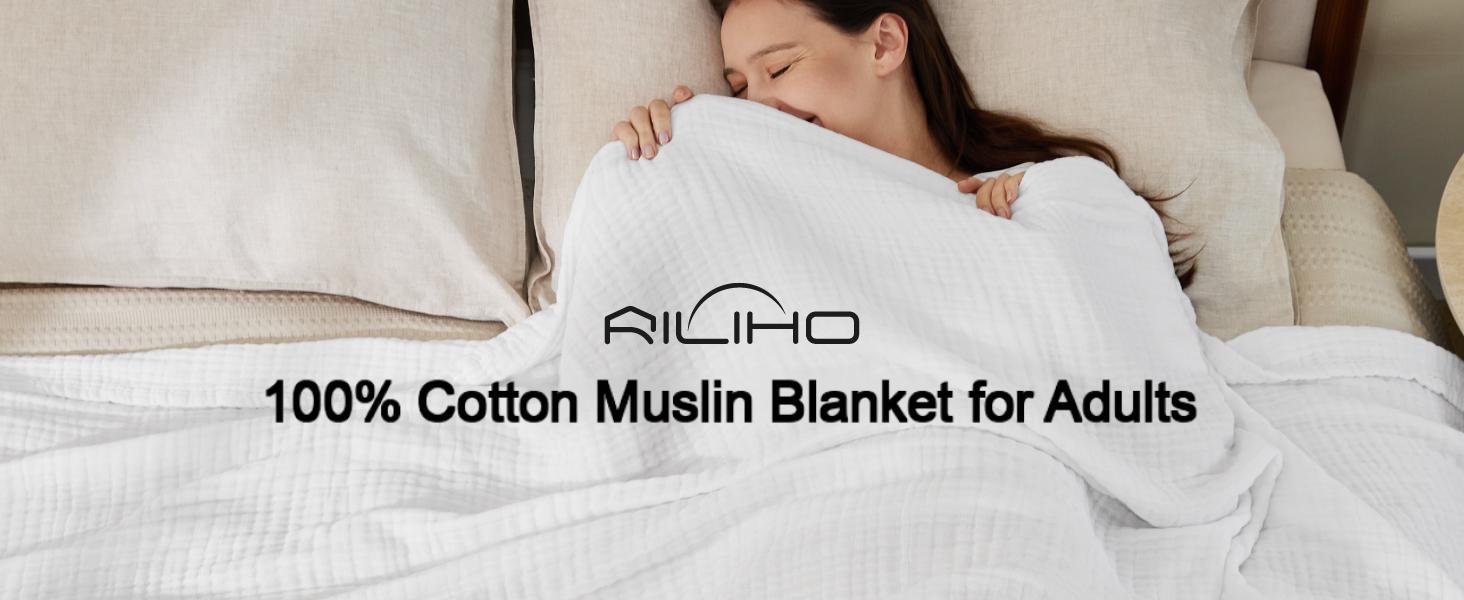 thumbnail video image 2 of 6-Layer Cotton Gauze Blanket, Lightweight Breathable Muslin Throw Blanket, Soft All Season Bed Blanket, 66" x 90", Tan, 2 of 7