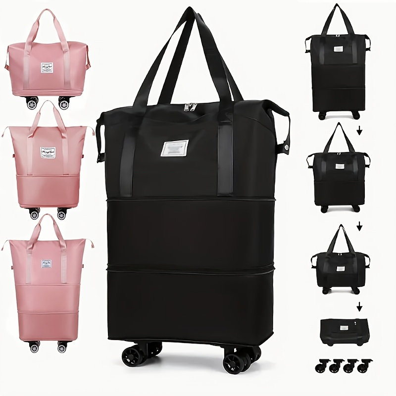 thumbnail video image 2 of Expandable Foldable Duffel Bag with Wheels, 55L Waterproof Rolling Luggage for Travel, Carry On Bag for Women and Men, 2 of 8