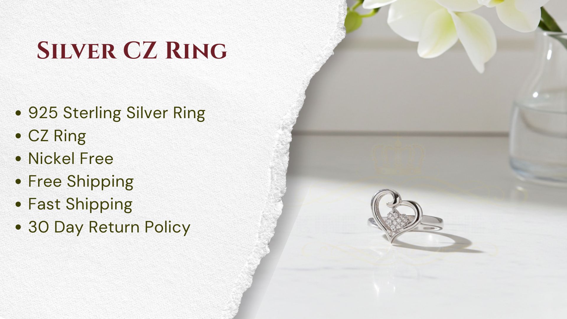 thumbnail video image 2 of King of Bling's 925 Sterling White Silver 0.10CT Cubic Zirconia Promise Heart Ring Size 7, 2 of 13