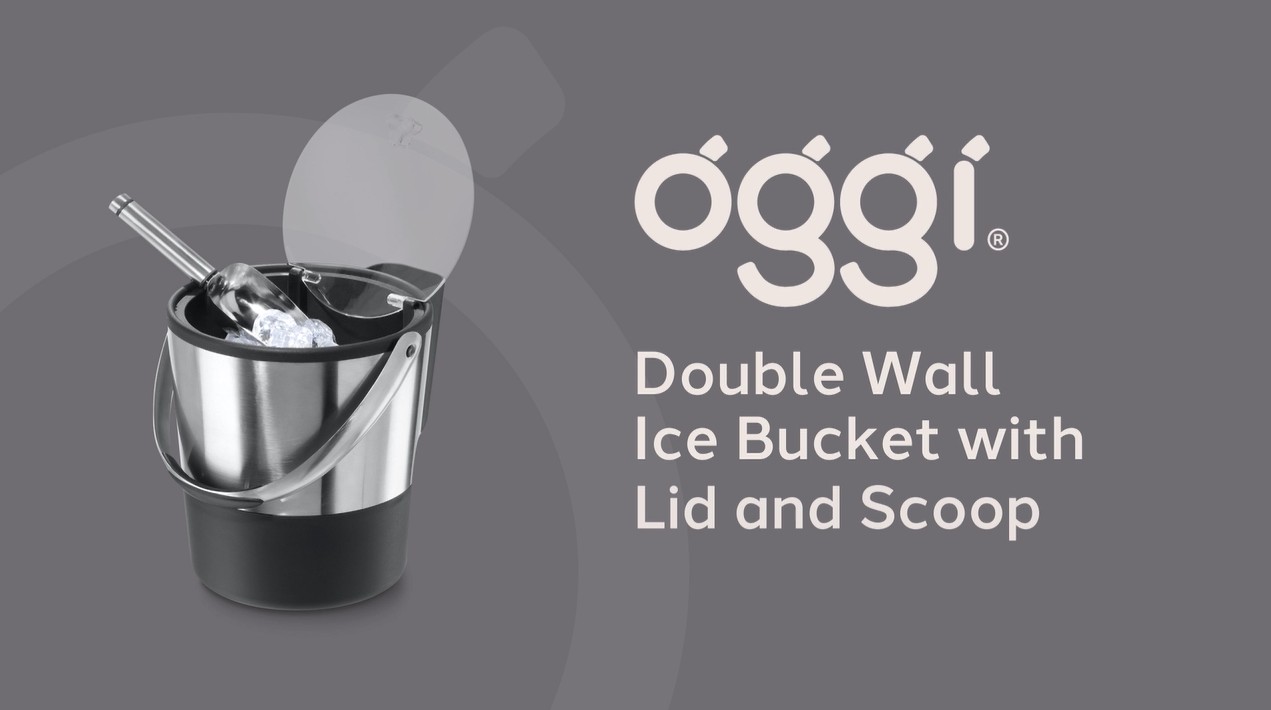 Oggi Ice Bucket with Scoop, 4 Qt, Double Walled Stainless Steel