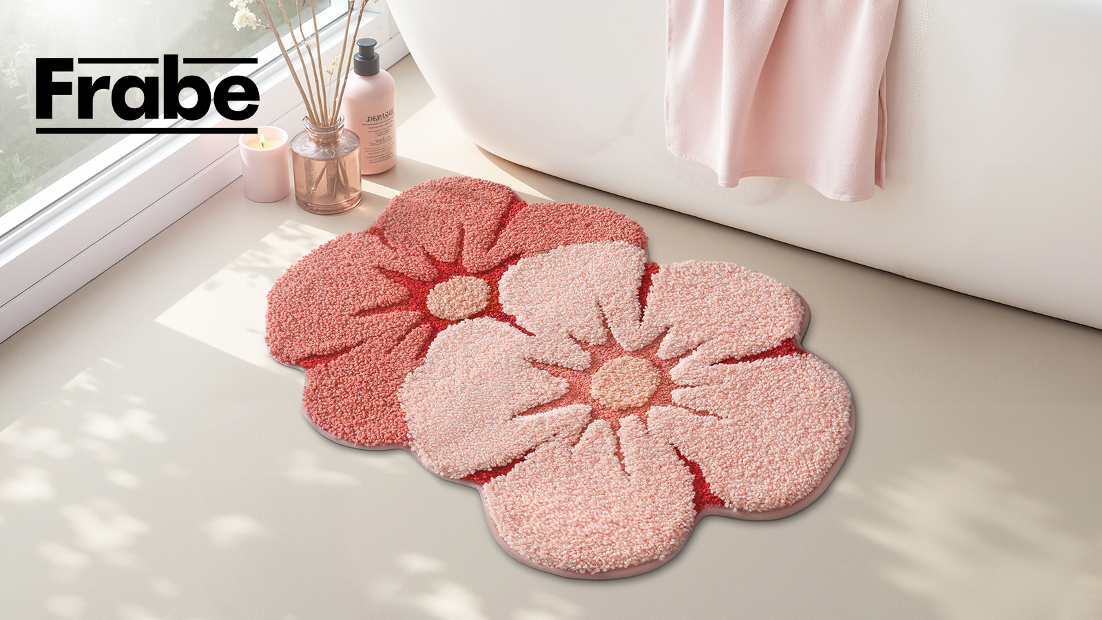 thumbnail video image 2 of FRABE Flower Bath Rug, Funny Soft Plush Fluffy Floral Bath Mat,Absorbent, Non-Slip for Bathroom, Bedroom, and Living Room,Bliss Pink(17"x30"), 2 of 10