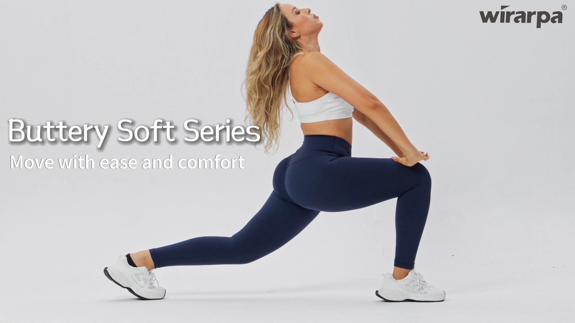 thumbnail video image 2 of wirarpa Women's High Waisted Gym Leggings Ladies Soft Yoga Pants 25" Workout Running Sports Leggings for Women, 2 of 7