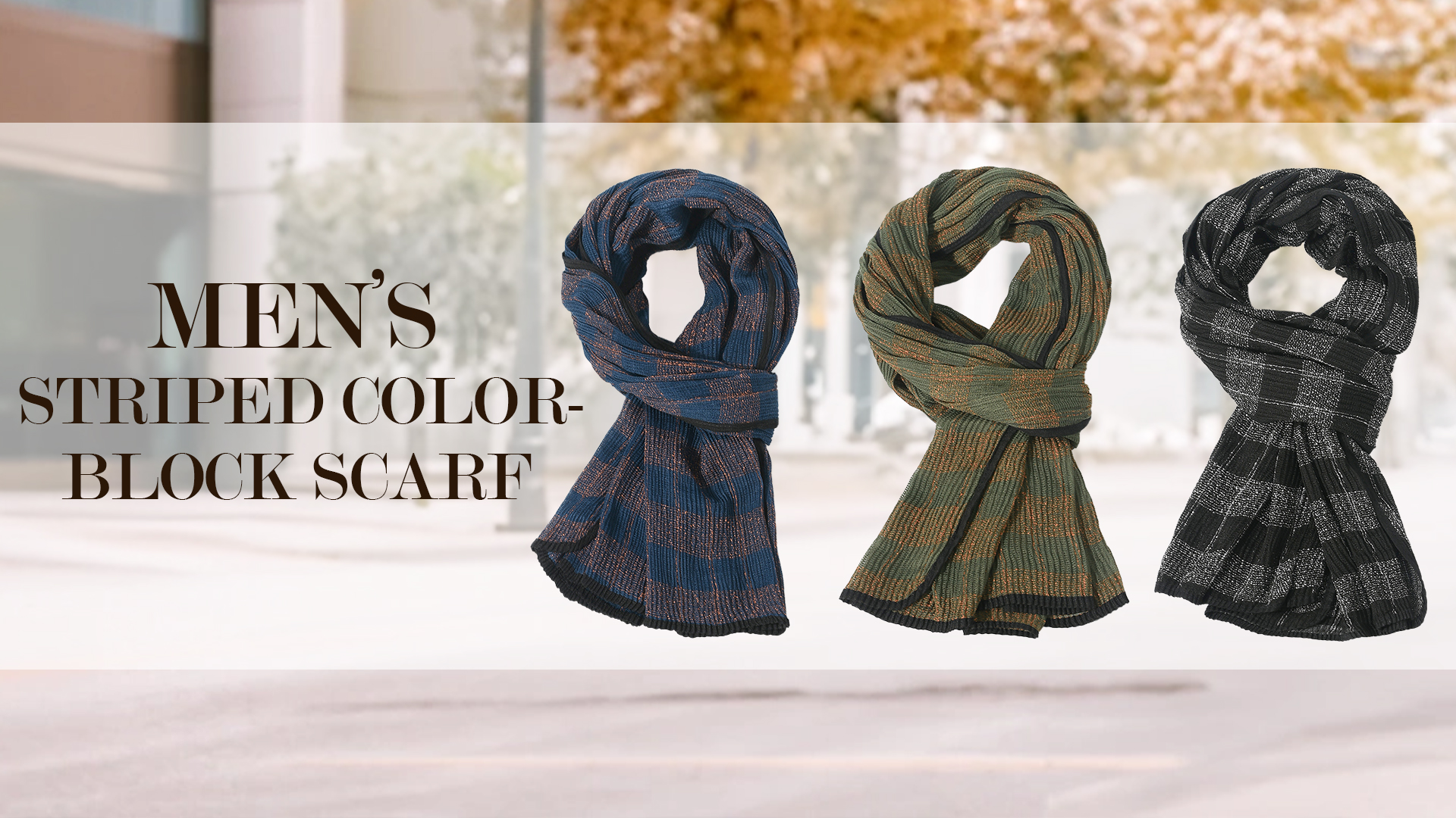 thumbnail video image 2 of FEOYA Men's Plaid Scarves Classic Winter Warm Check Scarf Male Tartan Plaid Scarf Vintage Long Neck Scarves Navy Blue 27.6x74.8 Inch for New Years Christmas Outdoor, 2 of 7