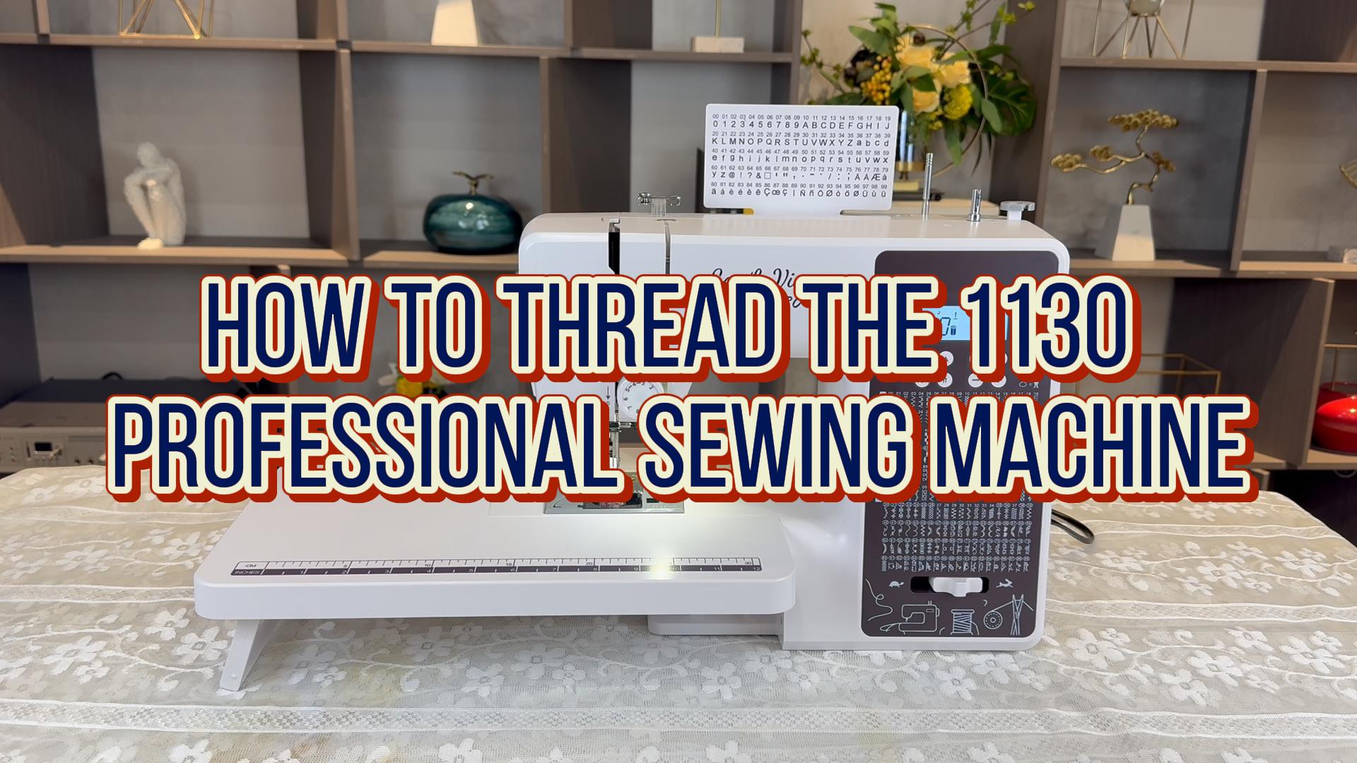 thumbnail video image 2 of Sewlavie 1130 Computerized Sewing Machine with 300 Built-in Stitches, Wide Extension Table and Heavy Duty Metal Frame, White, 2 of 10