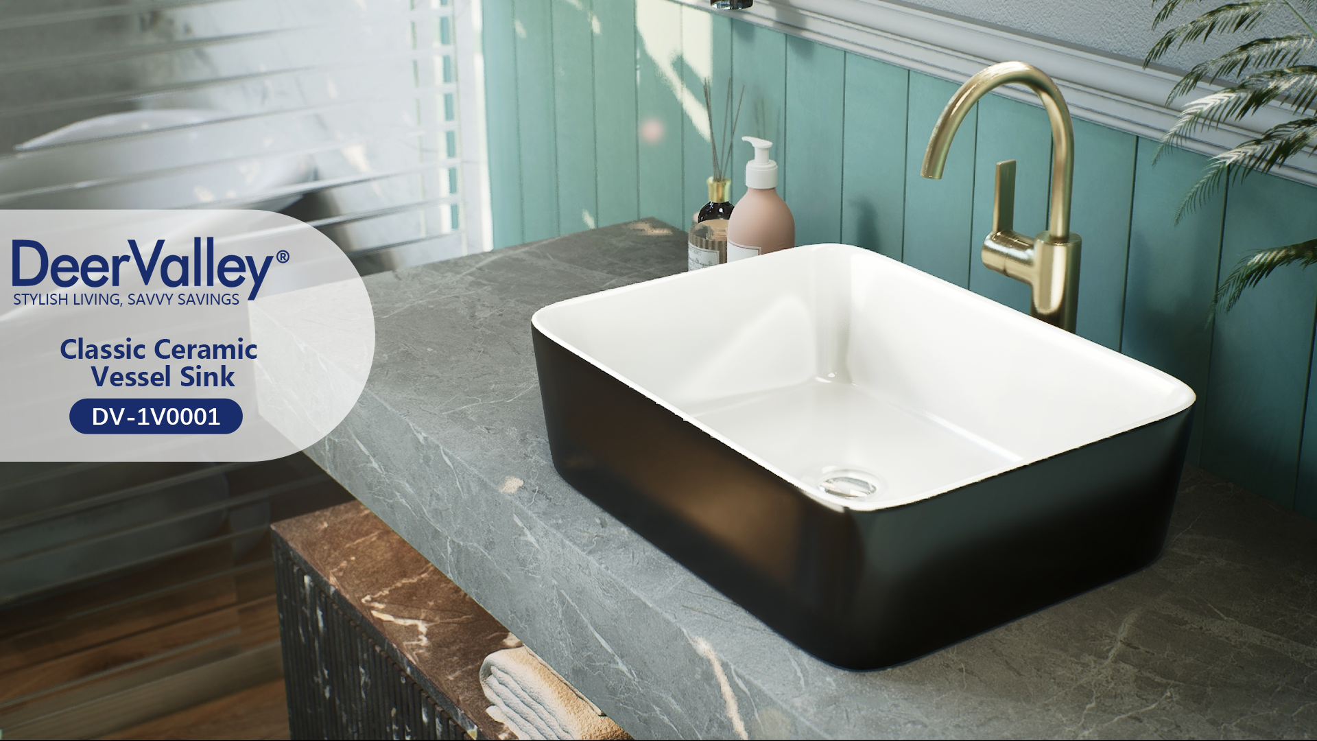 thumbnail video image 2 of DeerValley DV-1V0001 Bathroom Vessel Sink 19" Rectangle Ceramic in Black, 2 of 19