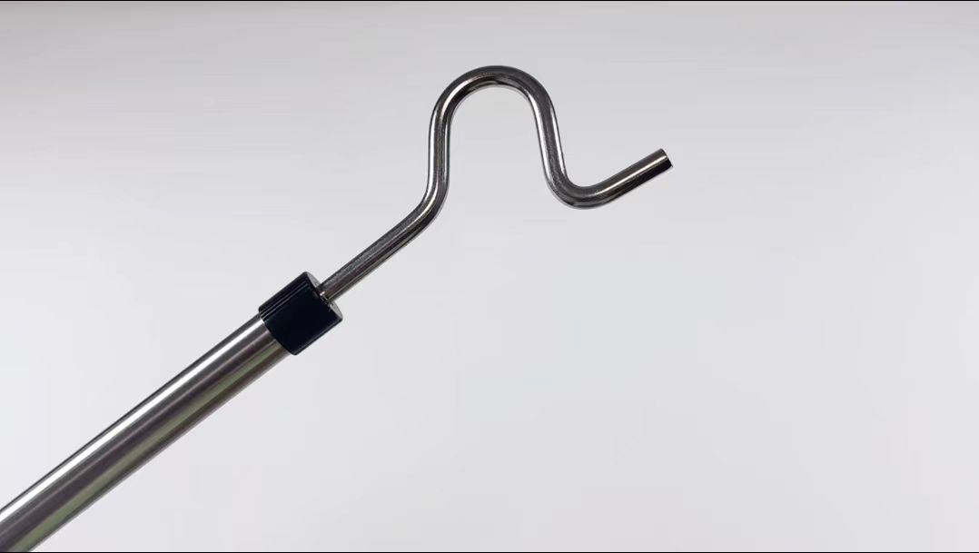 thumbnail video image 2 of Clothes Hook Pole, Clothes Hanger Reaching Hook for Hanging Clothes Light and Plants Extendable from 35" to 50" Made of Stainless Steel Tube with Sponge Handle, 2 of 9