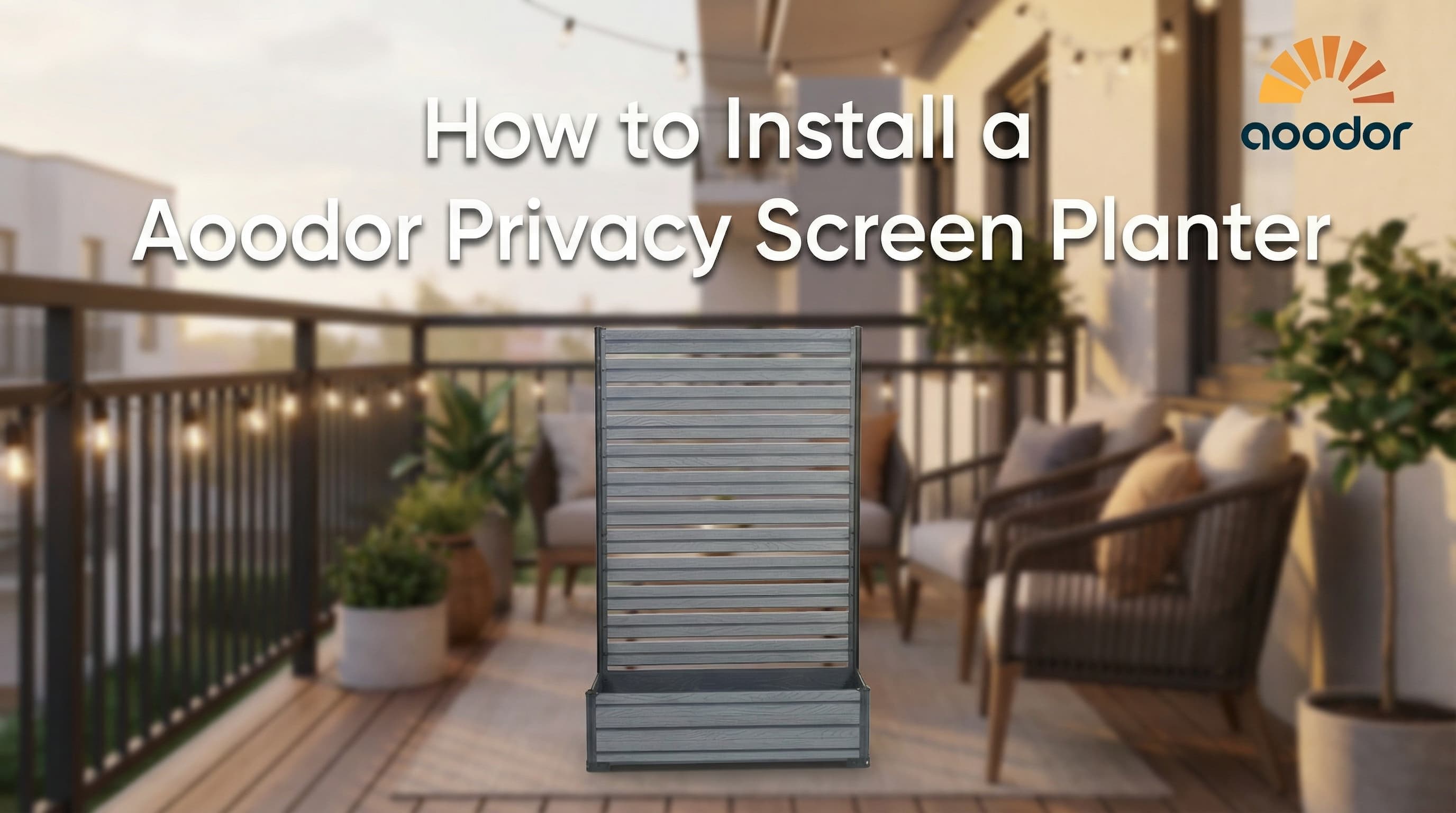 thumbnail video image 2 of Aoodor Patio Privacy Screen with Planter Box for Climbing Plants, Freestanding or Wall Mounted Flower Bed with Privacy Panels  for Patio, Balcony & Backyard, 36''L x 14''W x 74''H, 2 of 7