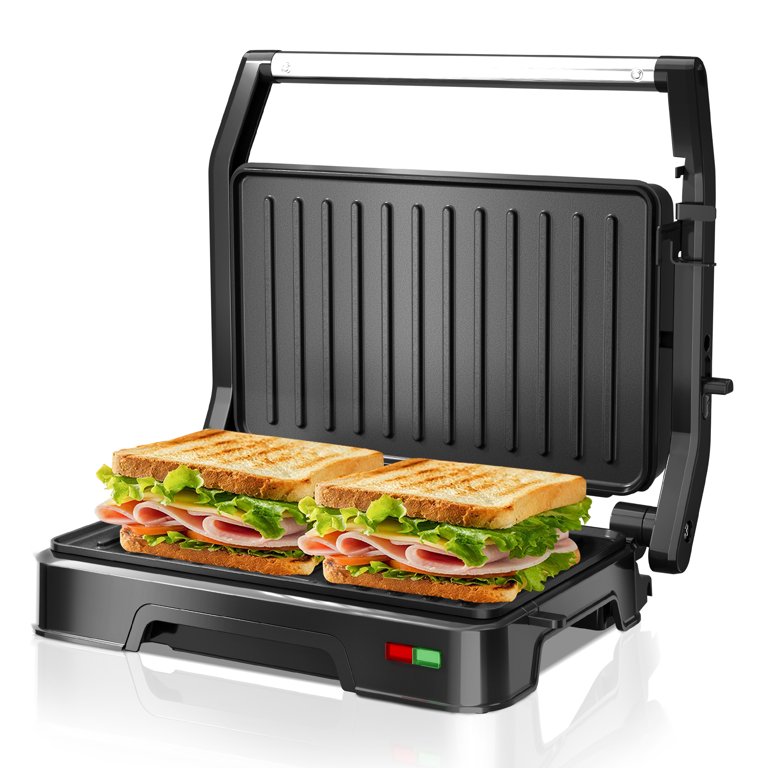 Panini Grill Press - 2-Slice, 180° Opening, Non-Stick Plates for Versatile Grilling, Toasting, and Cooking, Easy to Clean, Perfect for Home Kitchens, 850W