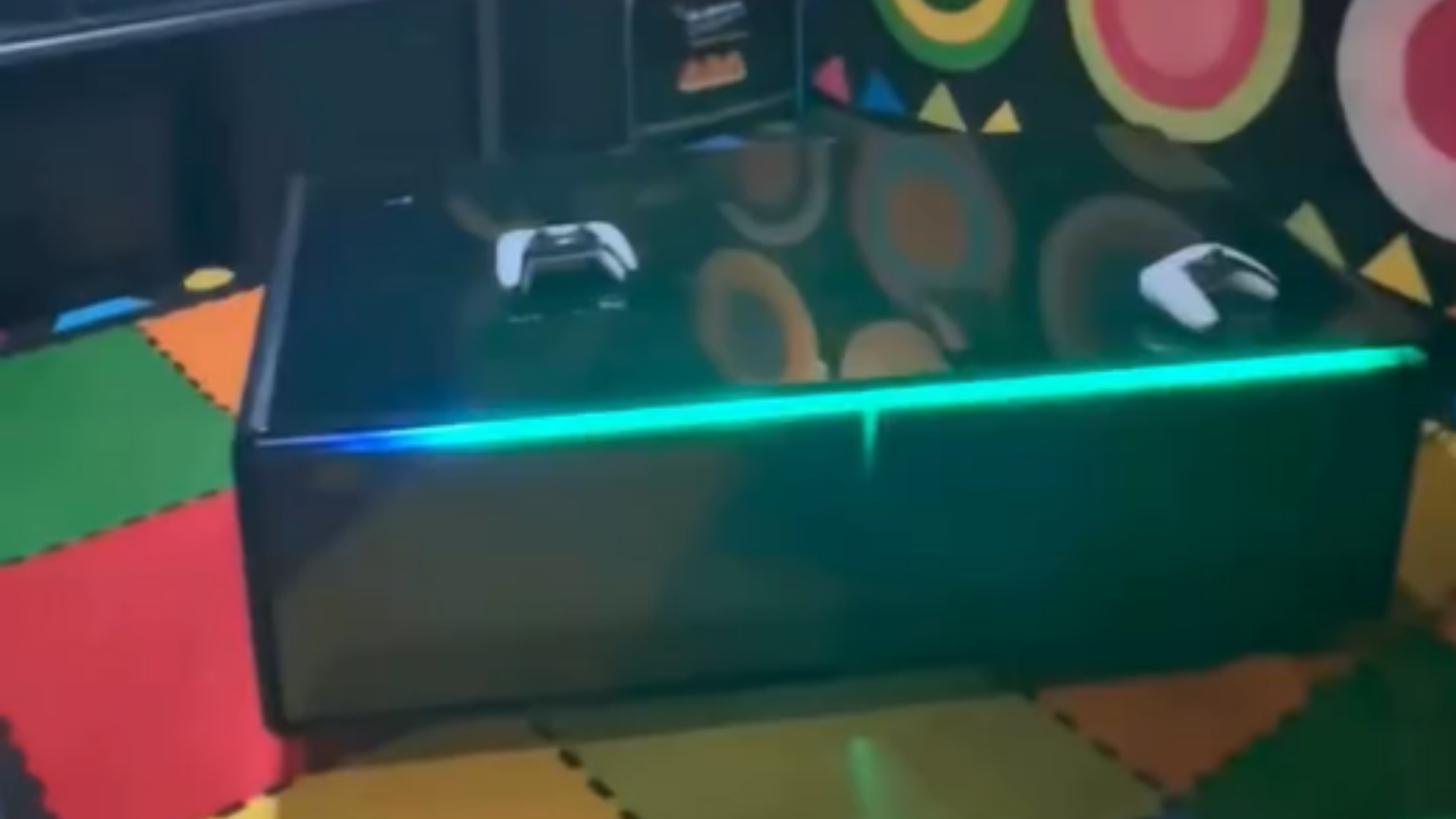 thumbnail video image 2 of Livtab Smart Coffee Table with Built in Fridge, Bluetooth Speakers, Wireless Charging, Outlets, RGB Light, Black, 2 of 12