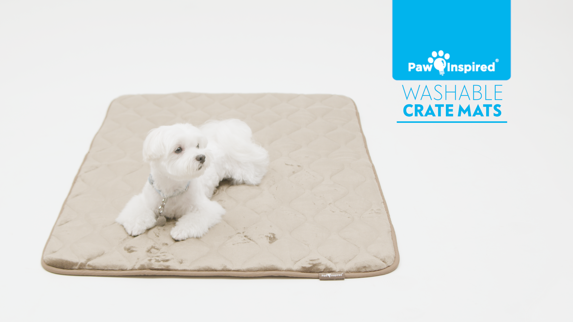 thumbnail video image 2 of Paw Inspired Washable 24" Dog Crate Mat, Size 23x17 Inch, Waterproof Dog Crate Kennel Bed Anti-Slip Bottom Leakproof Pads (Gray), 2 of 7