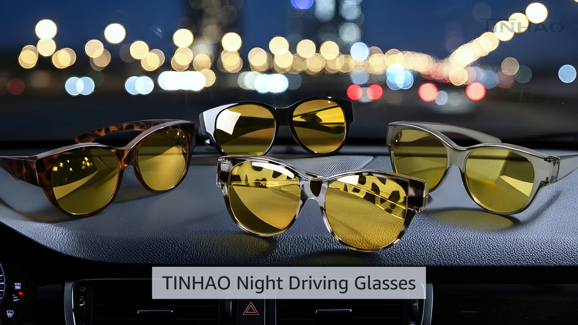 thumbnail video image 2 of TINHAO Night Driving Glasses Fit Over Prescription Glasses Anti Glare Night Vision Glasses for Men Women, 2 of 8